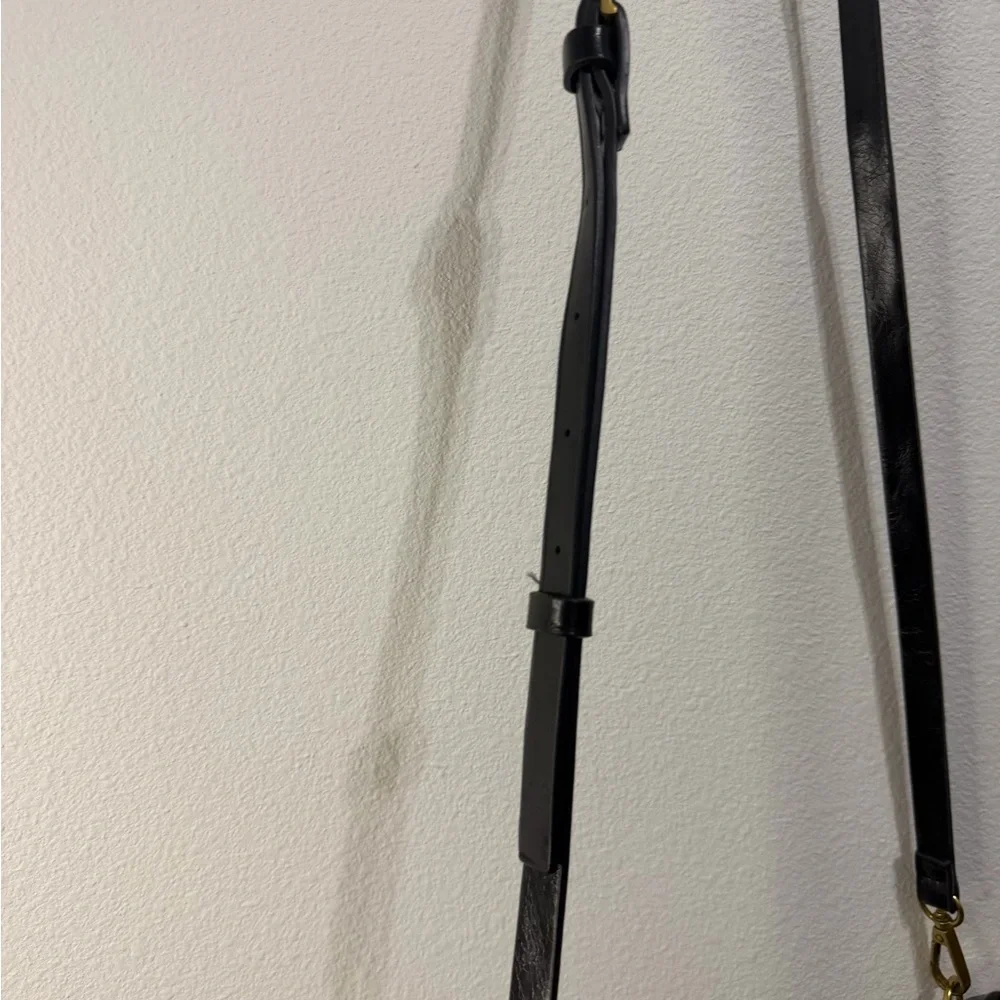 Anthropologie Black Crossbody Bag with Gold Accents - Picture 3 of 5